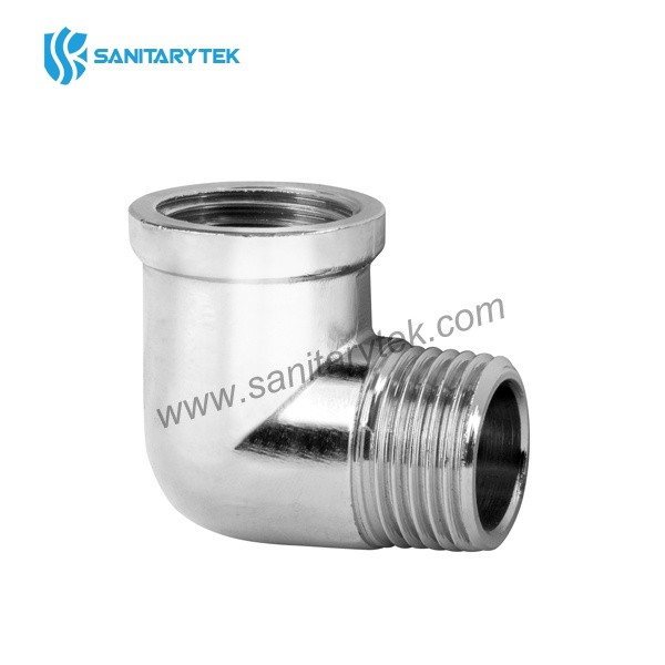 Chrome-plated brass elbow 90° M/F
