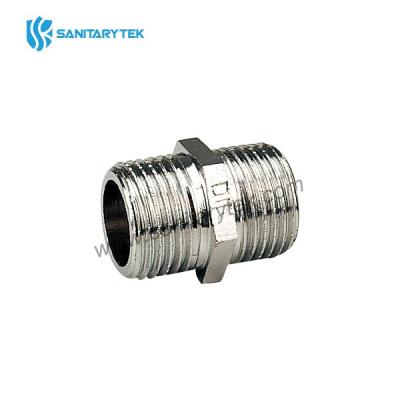 Chrome-plated brass hexagon nipple M/M