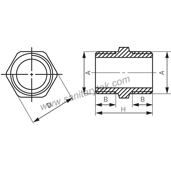 Chrome-plated brass hexagon nipple M/M