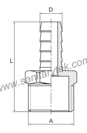 Chrome plated brass hose connector with male thread