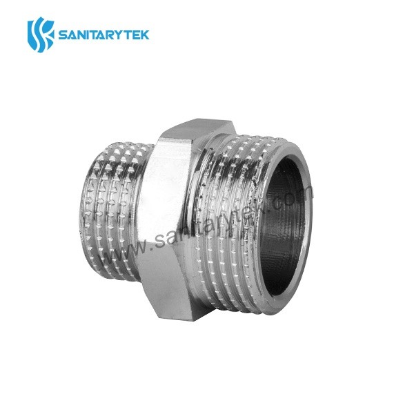 Chrome-plated brass male/male reducing nipple - Image 2