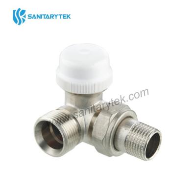 Co-axial left thermostatic valve with male connection and protection cap