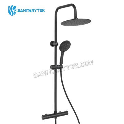 Complete shower column with thermostatic mxer, black