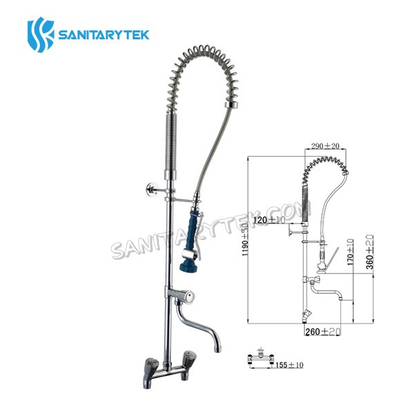 Deck mount Pre-rinse set with add on faucet 