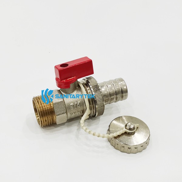 Drain ball valve for boiler with hose union and plug - Image 2