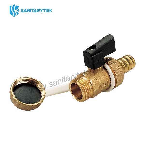 Drain ball valve for boiler with hose union and plug