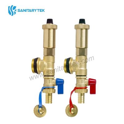 End part for manifolds with drain valve and automatic air vent
