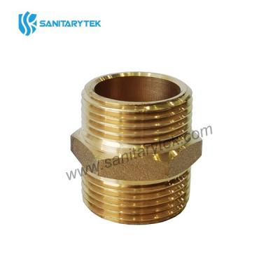 Equal brass hexagonal nipple, Male-Male