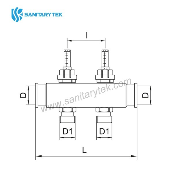 FF Stainless steel manifold with 3/4 euroconus outlets and flow meters