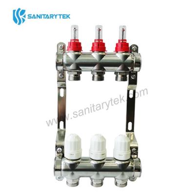 FF Stainless steel manifolds with thermostatic valves and flow meters