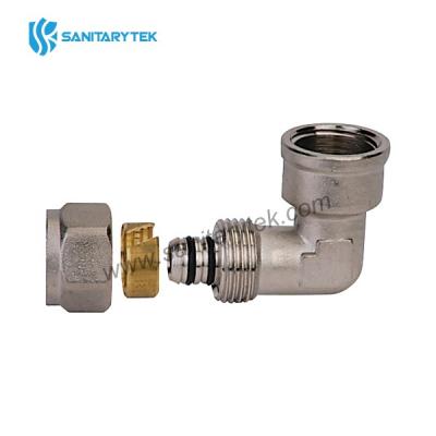 Female elbow fitting for multilayer pipe, nickel plated