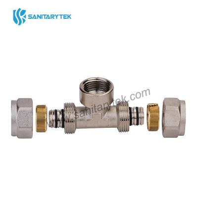 Female tee fitting - Brass compression fitting for multilayer pipe