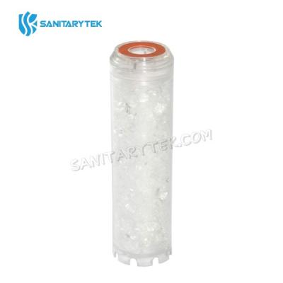 Filter cartridge with crystal polyphosphate