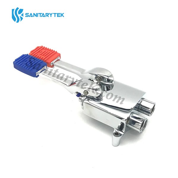 Foot operated floor mounted mixing valve, double pedal mixer