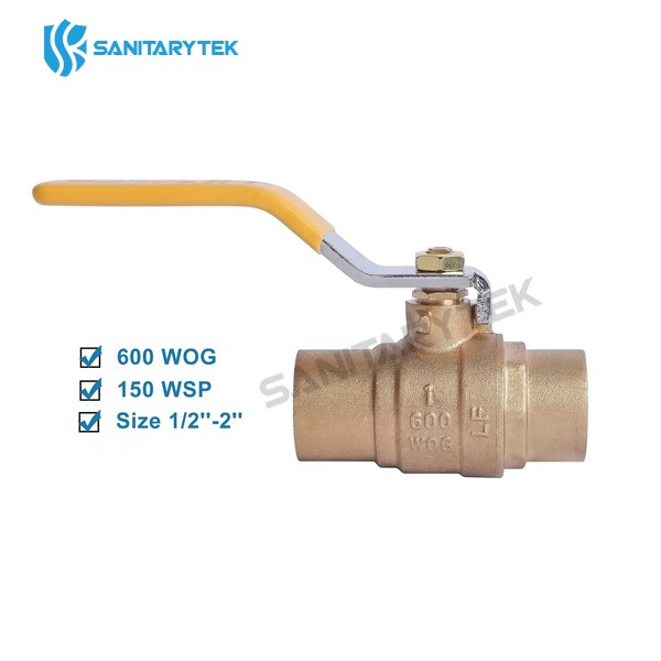 Full port brass sweat (solder) ball valve - 600 WOG