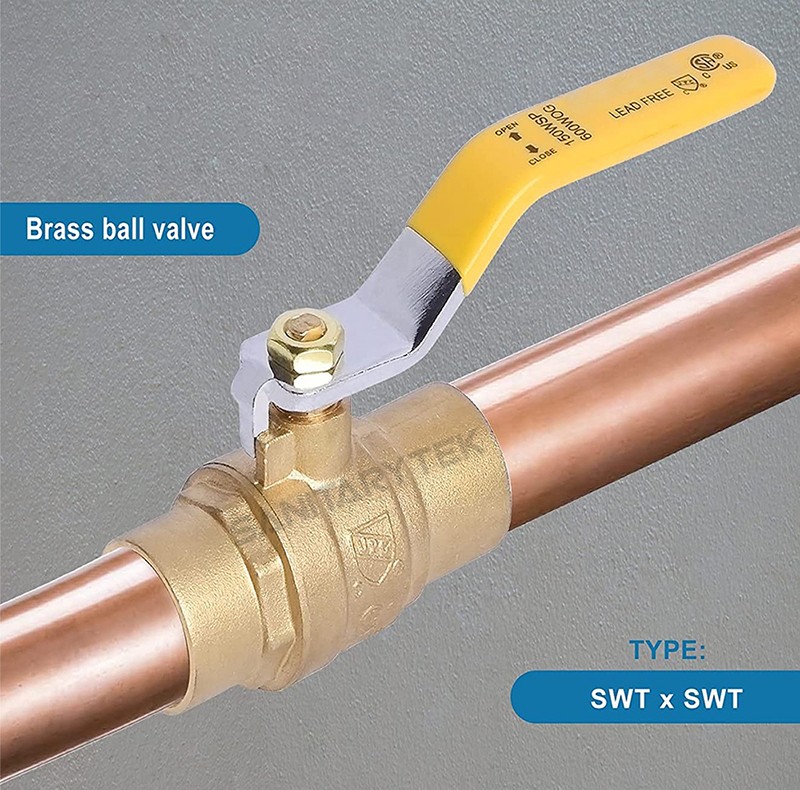 Full port brass sweat (solder) ball valve - 600 WOG