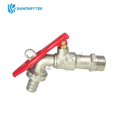 Hose union ball bibcock with red locking handle