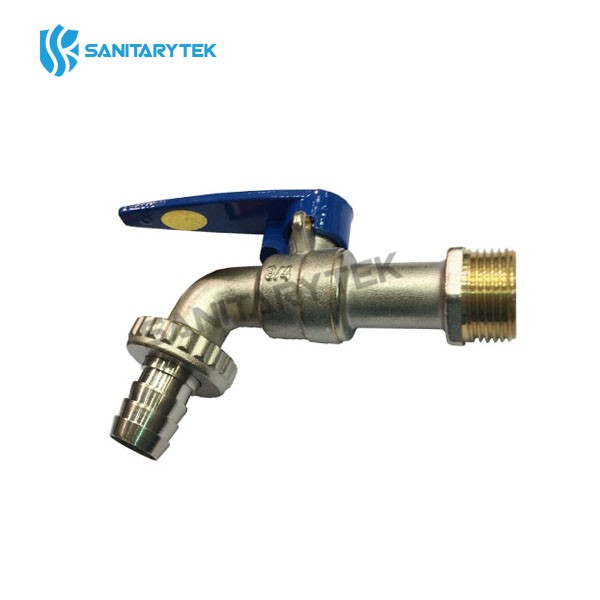 Locking hose ball bibcock