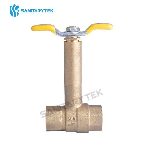 Long bonnet brass ball valve with FIP connection, T-handle