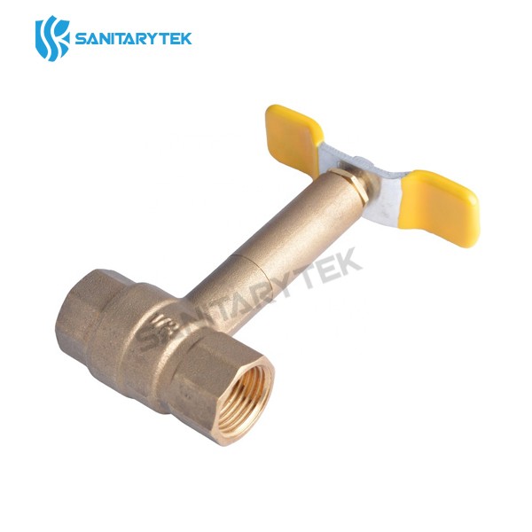 Long bonnet brass ball valve with FIP connection, T-handle