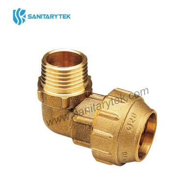 Male elbow fitting for polyethylene pipe