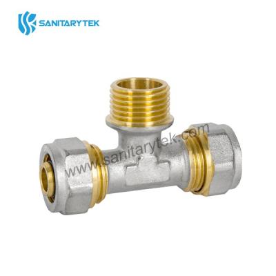 Male tee fitting for multilayer pipe