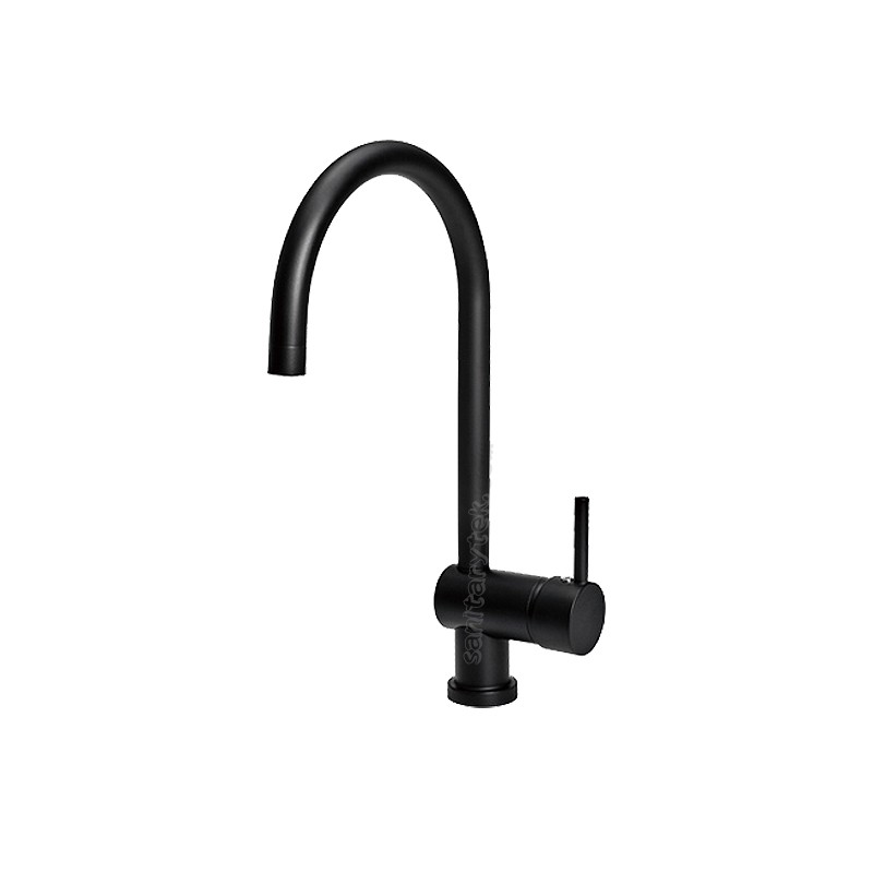 Matt black kitchen sink mixer with swivel spout - Image 2