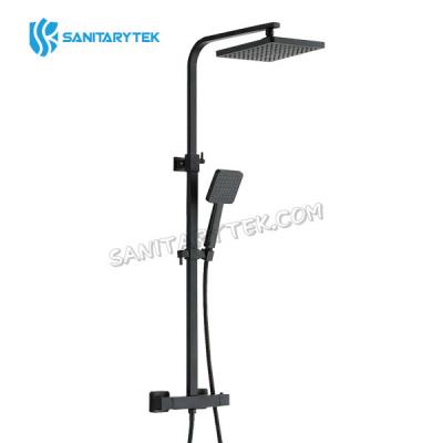 Matt black thermostatic mixer shower kit with adjustable height
