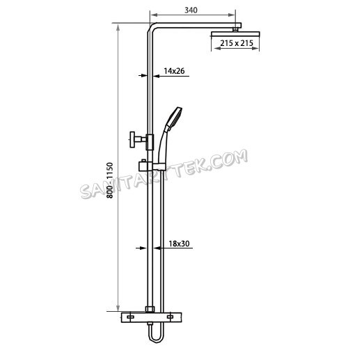Matt black thermostatic mixer shower kit with adjustable height