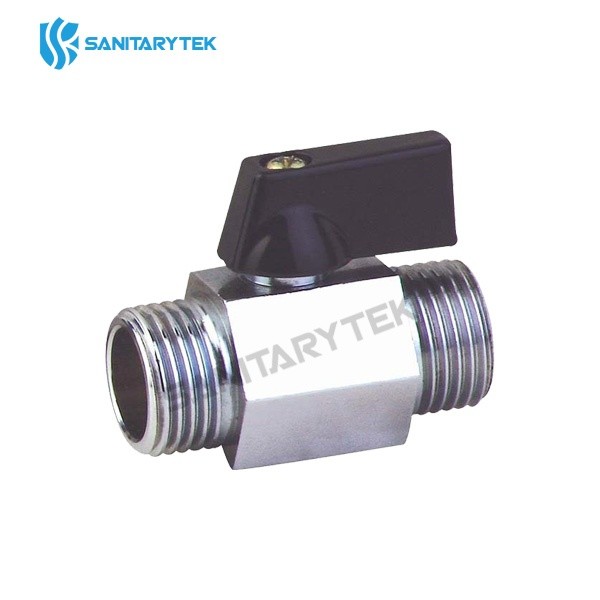 Mini ball valve chrome plated M/M with lever - Image 2