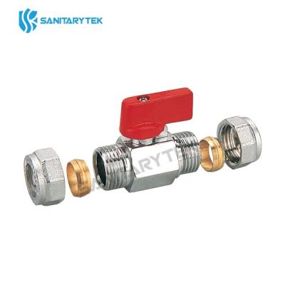 Mini brass ball valve chrome plated, C/C