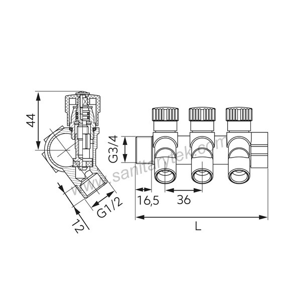 Modular distribution manifold with shut-off valve