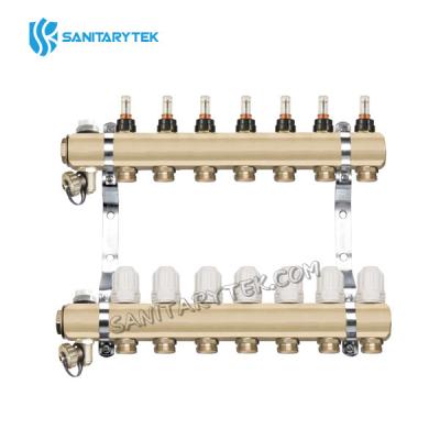 Pre-assembled brass manifolds with flow meters and thermostatic valve