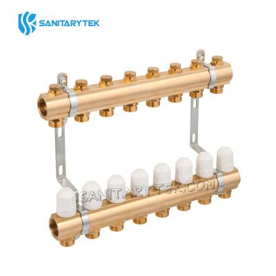 Pre-assembled brass manifolds with lockshields and thermostatic valve