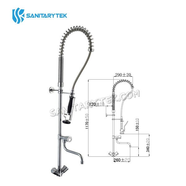 Pre-rinse unit on monobloc tap
