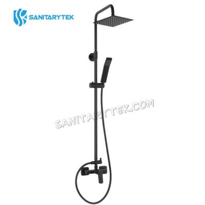 Rainfall shower system with mixer, black matt