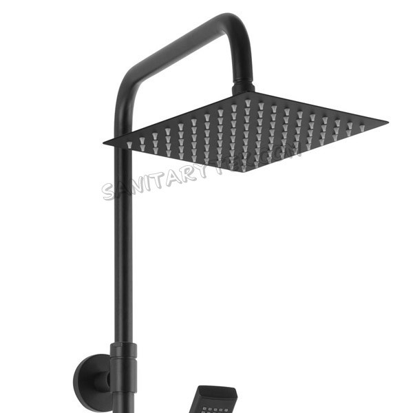 Rainfall shower system with mixer, black matt