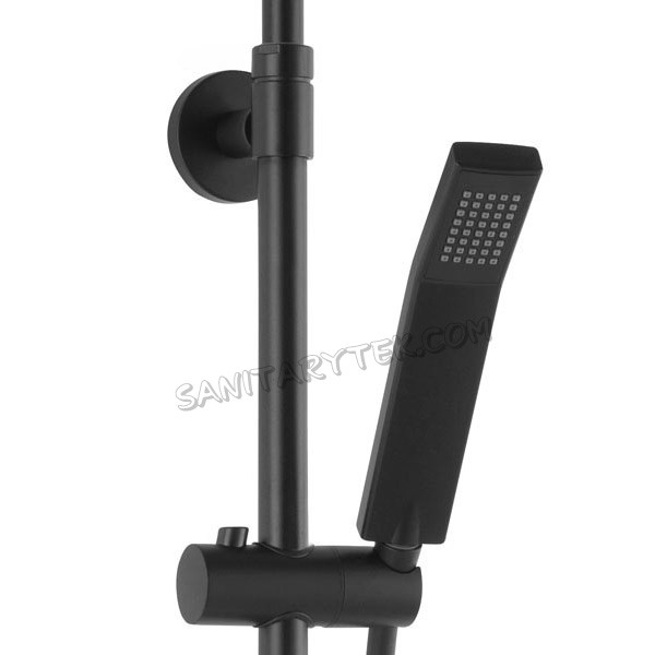 Rainfall shower system with mixer, black matt