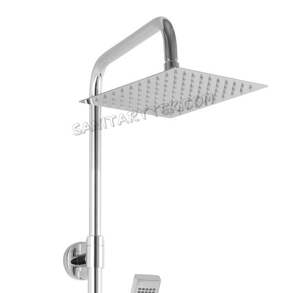 Rainfall shower system with mixer, chrome