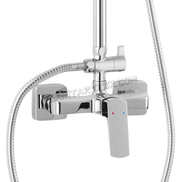 Rainfall shower system with mixer, chrome