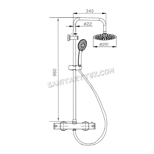 Rainfall shower system with thermostatic shower mixer