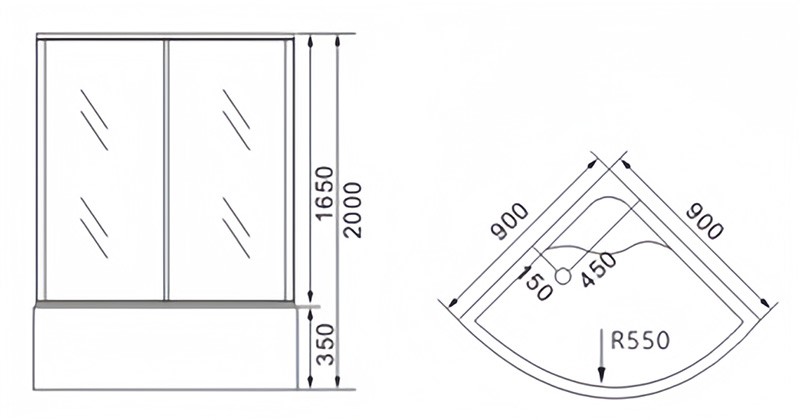Semicircular shower enclosure with tray - Image 3