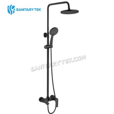 Shower column with bath mixer, black