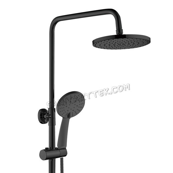 Shower column with bath mixer, black