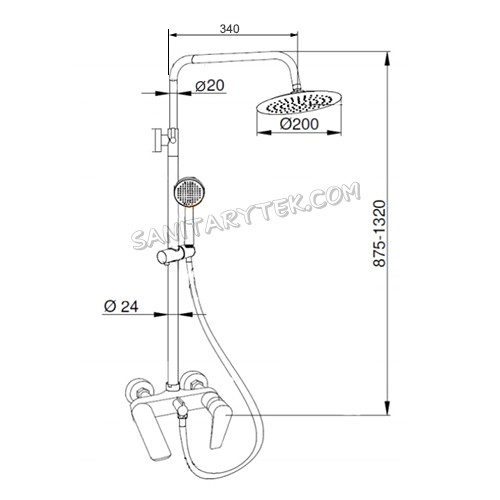 Shower column with bath mixer, black