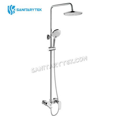 Shower column with bath mixer, chrome