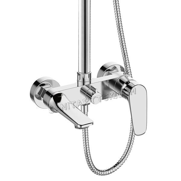 Shower column with bath mixer, chrome