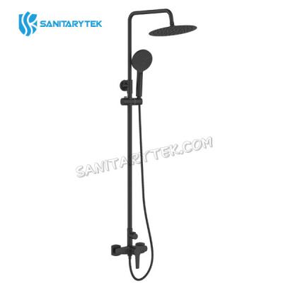 Shower column with shower mixer, black