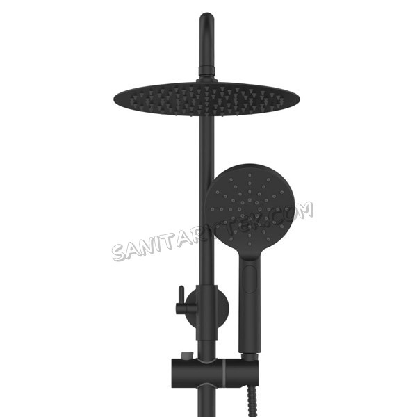 Shower column with shower mixer, black