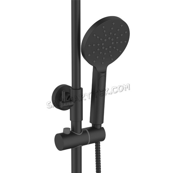 Shower column with shower mixer, black